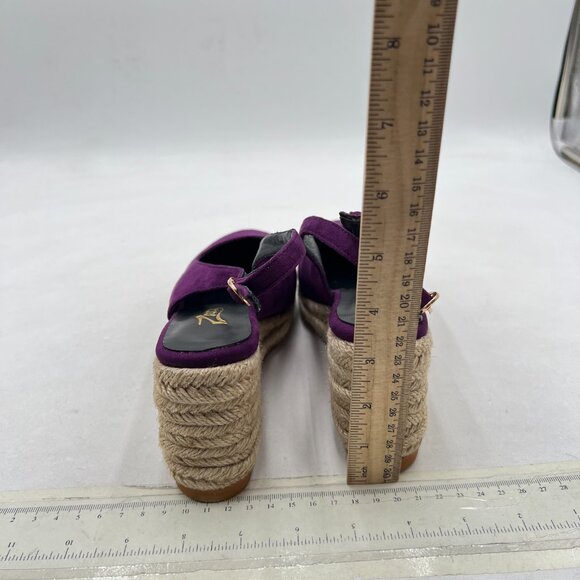 Zszszsu Purple Espadrille Wedge Closed Toe Slingback Buckled Platform Pumps - Picture 5 of 8